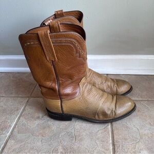 Lucchese 2000 Smooth Ostrich Cowboy Boots Brown Cognac Roper USA